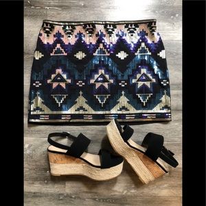 Express Aztec Mini Skirt